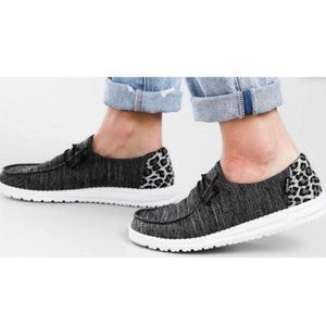 Hey dude wendy leopard print back shoes rare 8